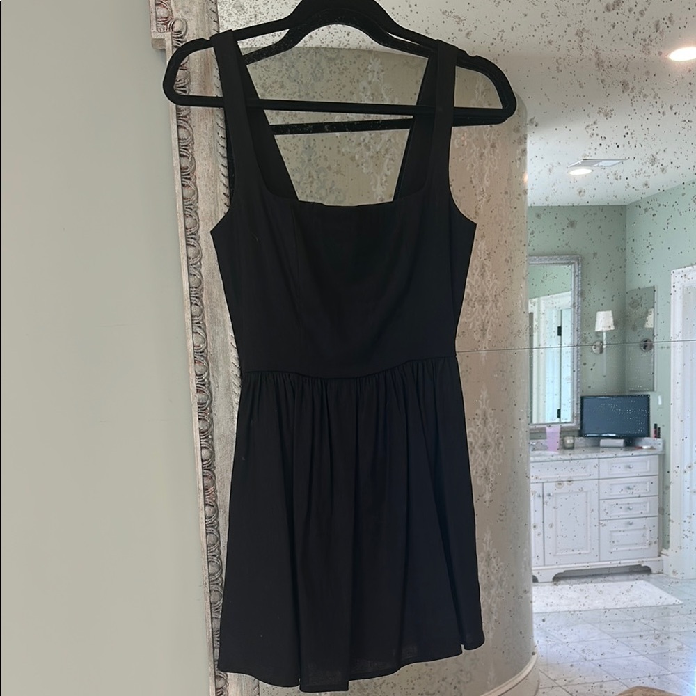 Black Pleated Ruched Cocktail Sundress